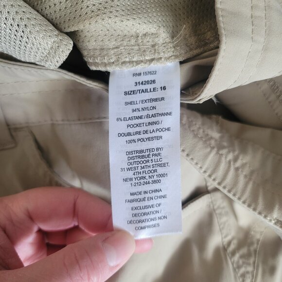 Eddie Bauer Capri Pants Womens 16 Tan Brown Rainier UV Protection Water Repel - Picture 9 of 13